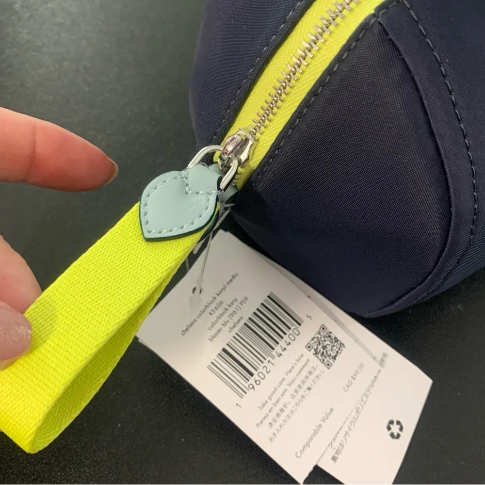 NEW Kate Spade Chelsea Colorblock Medium Cosmetics Makeup Case Bag Navy Blue